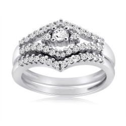 White Gold 1/2ct TDW Diamond Bridal Ring Set - Handcrafted By Name My Rings™