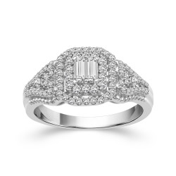 White Gold 1/2ct TDW Emerald-shape Diamond Ring - Handcrafted By Name My Rings™