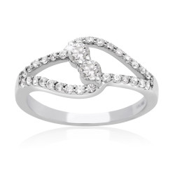White Gold 1/2ct TDW Two Diamond Plus Ring - Handcrafted By Name My Rings™