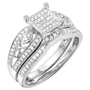 White Gold 1/2ct TDW White Diamond Engagement Bridal Set - Handcrafted By Name My Rings™