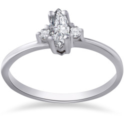 White Gold 1/3 ct TDW Marquise Diamond Engagement Ring - Handcrafted By Name My Rings™