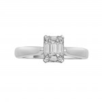 White Gold 1/3ct TDW Diamond Emerald-shape Solitaire Ring - Handcrafted By Name My Rings™