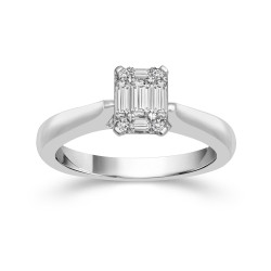 White Gold 1/3ct TDW Diamond Emerald-shape Solitaire Ring - Handcrafted By Name My Rings™