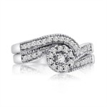 White Gold 1/3ct TDW Diamond Vintage Inspired Bridal Ring Set - Handcrafted By Name My Rings™