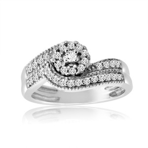 White Gold 1/3ct TDW Diamond Vintage Inspired Bridal Ring Set - Handcrafted By Name My Rings™
