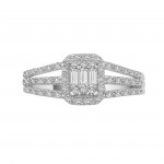 White Gold 1/3ct TDW Emerald-shape Baguette Diamond Ring - Handcrafted By Name My Rings™