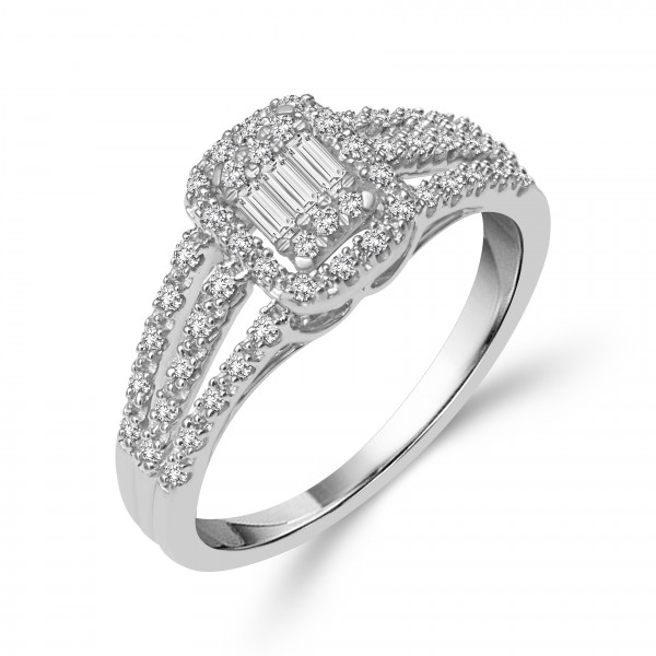 White Gold 1/3ct TDW Emerald-shape Baguette Diamond Ring - Handcrafted By Name My Rings™