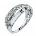 White Gold 1/4ct TDW Diamond Crossover Ring by Ever One - Handcrafted By Name My Rings™