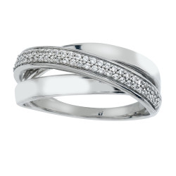 White Gold 1/4ct TDW Diamond Crossover Ring by Ever One - Handcrafted By Name My Rings™