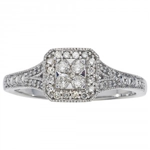 White Gold 1/4ct TDW Diamond Promise Ring by Ever One - Handcrafted By Name My Rings™