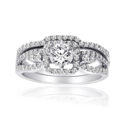 White Gold 1ct TDW Diamond Bridal Ring Set - Handcrafted By Name My Rings™