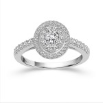 White Gold 1ct TDW Diamond Halo Engagement Ring - Handcrafted By Name My Rings™