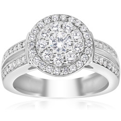 White Gold 1ct TDW Double Halo Diamond Engagement Ring - Handcrafted By Name My Rings™