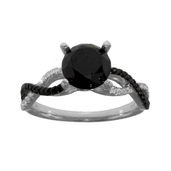 White Gold 2 1/3ct TDW Black and White Diamond Engagement Ring - Handcrafted By Name My Rings™