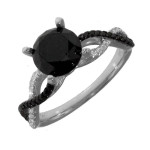 White Gold 2 1/3ct TDW Black and White Diamond Engagement Ring - Handcrafted By Name My Rings™