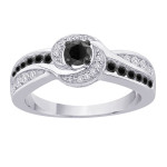 White Gold 2/3ct TDW Black and White Diamond Engagement Ring - Handcrafted By Name My Rings™