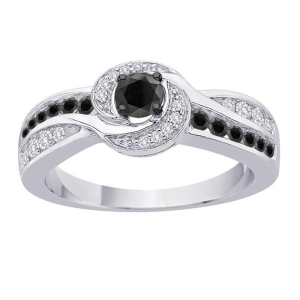 White Gold 2/3ct TDW Black and White Diamond Engagement Ring - Handcrafted By Name My Rings™