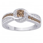 White Gold 2/3ct TDW Brown and White Diamond Engagement Ring - Handcrafted By Name My Rings™