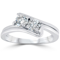 White Gold 3/4 ct TDW Two Stone Diamond Engagement Wedding Ring Set - Handcrafted By Name My Rings™