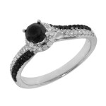 White Gold 3/4ct TDW Black and White Diamond Engagement Ring - Handcrafted By Name My Rings™