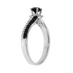 White Gold 3/4ct TDW Black and White Diamond Engagement Ring - Handcrafted By Name My Rings™