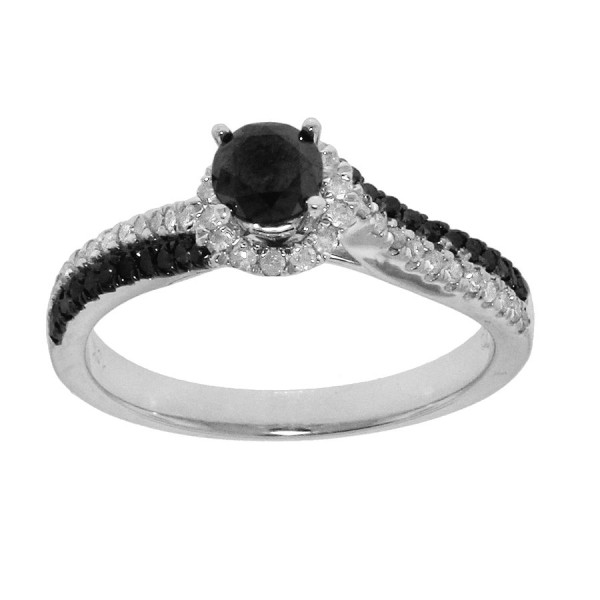 White Gold 3/4ct TDW Black and White Diamond Engagement Ring - Handcrafted By Name My Rings™