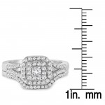 White Gold 3/5ct TDW Diamond Halo Bridal Ring Set - Handcrafted By Name My Rings™