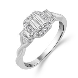 White Gold 3/8ct TDW Diamond Emerald-shape Baguette Ring - Handcrafted By Name My Rings™