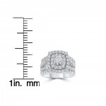 White Gold 3ct TDW Diamond Double Halo Trio Bridal Ring Set - Handcrafted By Name My Rings™