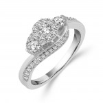 White Gold 5/8ct TDW Diamond Cluster 3-tone Ring - Handcrafted By Name My Rings™