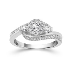 White Gold 5/8ct TDW Diamond Cluster 3-tone Ring - Handcrafted By Name My Rings™