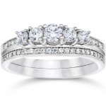 White Gold 5/8ct TDW Vintage Real Diamond Engagement Wedding Ring Set - Handcrafted By Name My Rings™