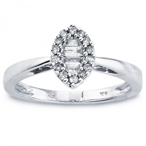 White Gold Diamond 1/4ct TDW Marquise-shaped Ring by Ever One - Handcrafted By Name My Rings™