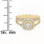 Gold 1 1/ 10 ct TDW Diamond Cushion Halo Engagement Ring Set - Handcrafted By Name My Rings™