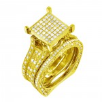 Gold 1 3/8ct TDW Diamond Engagement Bridal Set - Handcrafted By Name My Rings™