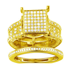 Gold 1 3/8ct TDW Diamond Engagement Bridal Set - Handcrafted By Name My Rings™