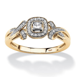 Gold 1/6ct TDW Princess-cut Diamond Halo and Bow Ring - Handcrafted By Name My Rings™