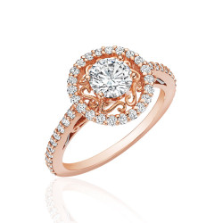 115 Carat Round Cut Halo Diamond Engagement Ring In Rose Gold GIA Certified - Handcrafted By Name My Rings™
