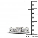 1/2ct TDW Diamond Three Stone Bridal Set in Sterling Silver - Handcrafted By Name My Rings™