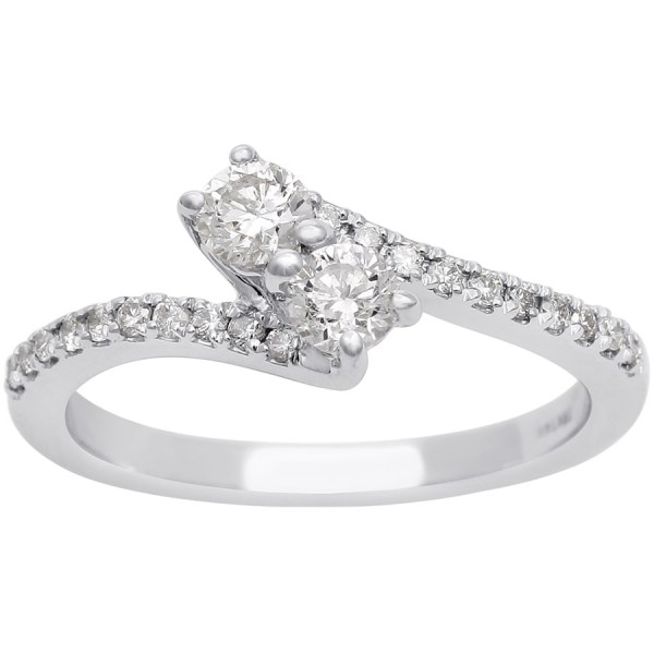 1/2ct Two Diamond Plus Pave Ring In White Gold - Handcrafted By Name My Rings™