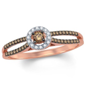 1/3 Carat White & Champagne Diamond Composite Engagement Ring In Rose Gold. - Handcrafted By Name My Rings™