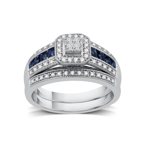1/3 ct. TDW Diamond Engagement Bridal Set in Platinaire - Handcrafted By Name My Rings™