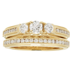 14 Karat Gold 1ct TDW Diamond Engagement Wedding Ring Set - Handcrafted By Name My Rings™