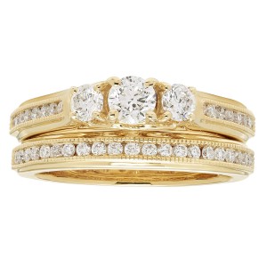 14 Karat Gold 1ct TDW Diamond Engagement Wedding Ring Set - Handcrafted By Name My Rings™