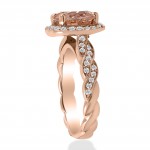 Rose Gold 1 7/8 ct TW Morganite & Diamond Vintage Cushion Halo Infinity Engagement Ring - Handcrafted By Name My Rings™