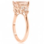 Rose Gold 2 1/3 ct TW Oval Morganite & Diamond  Engagement Ring - Handcrafted By Name My Rings™