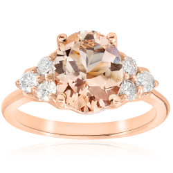 Rose Gold 2 1/3 ct TW Oval Morganite & Diamond  Engagement Ring - Handcrafted By Name My Rings™