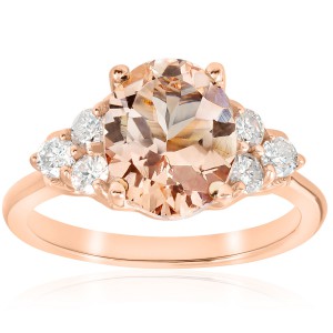 Rose Gold 2 1/3 ct TW Oval Morganite & Diamond  Engagement Ring - Handcrafted By Name My Rings™