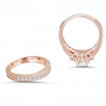 Rose Gold 2 CT TW Vintage Diamond & Morganite Engagement Wedding Ring Set - Handcrafted By Name My Rings™