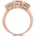 Rose Gold 3 1/5 ct TW Morganite & Diamond  3-Stone Engagement Ring - Handcrafted By Name My Rings™